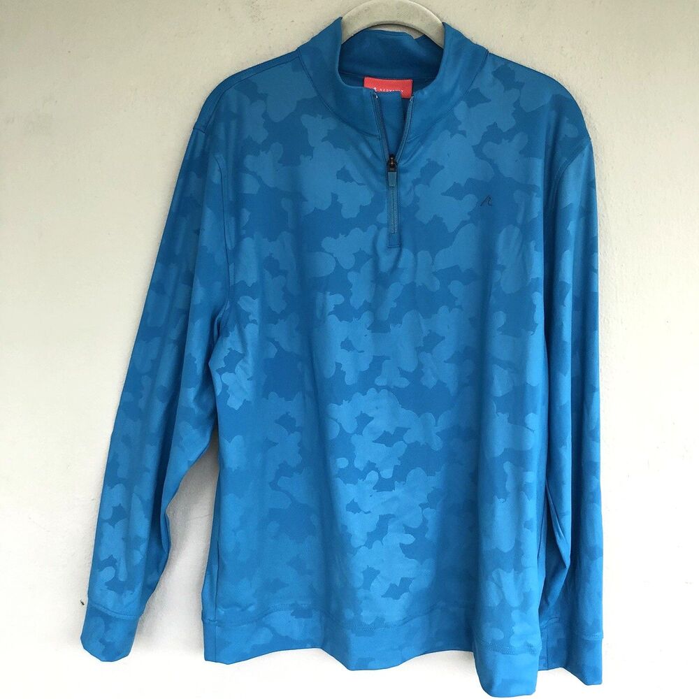 Redvanly Bronson 1/4 Zip Pullover Shirt Sz M Blue Abstract Camo Performance Golf